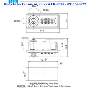 Khóa tủ locker mã số, chìa cơ LK-9528