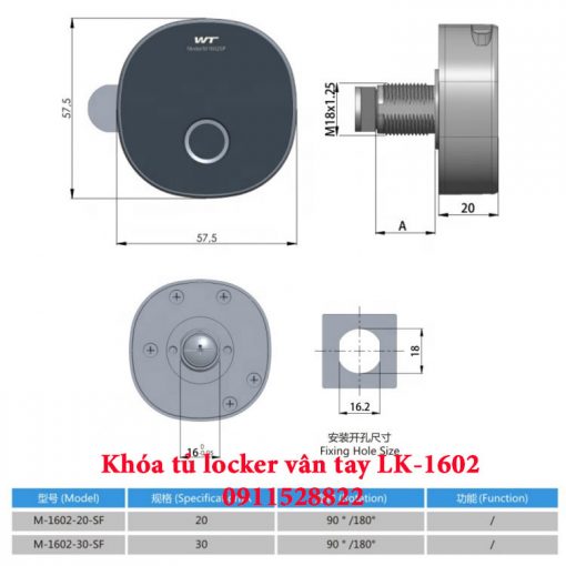 Khóa tủ locker vân tay LK-1602