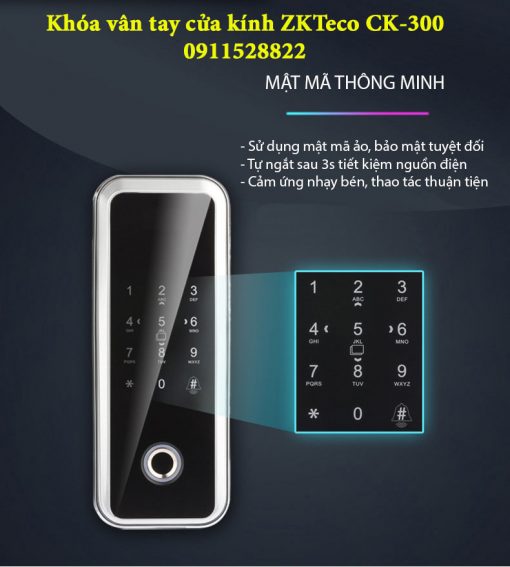 Khóa vân tay cửa kính ZKTeco CK-300