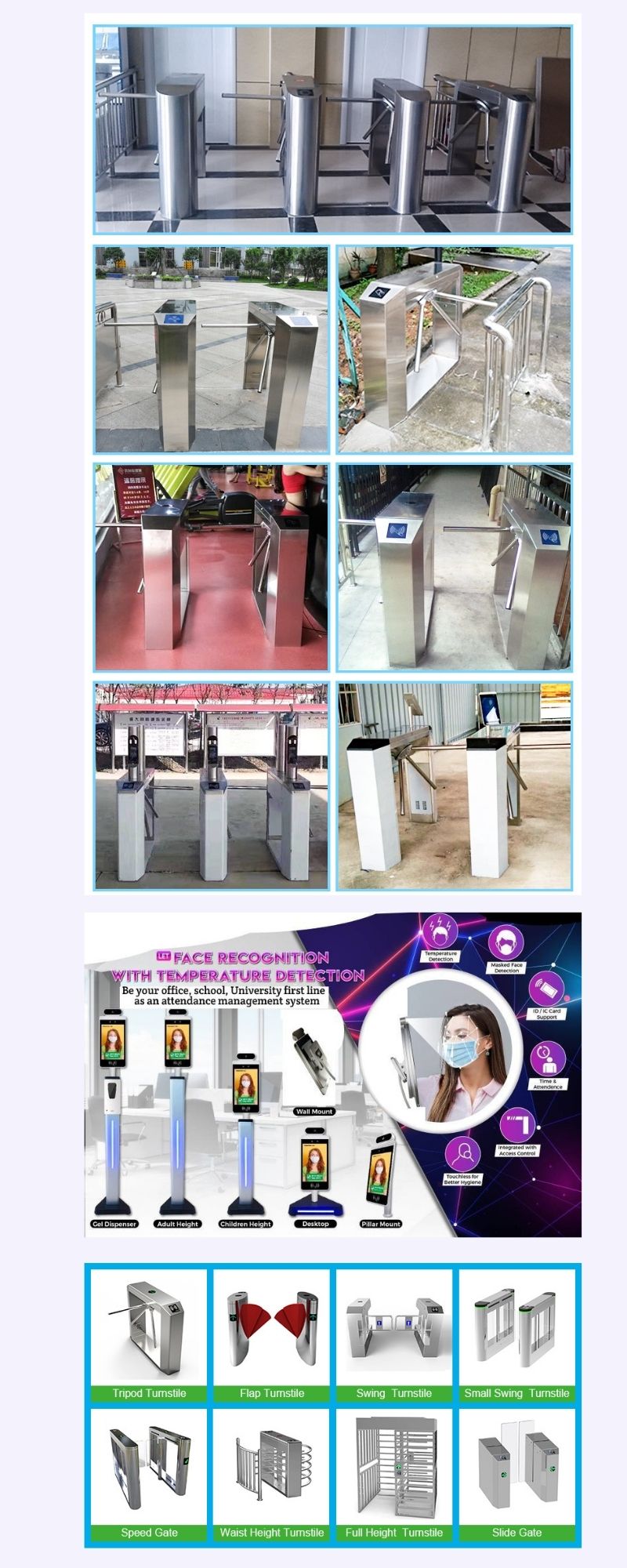 lắp đặt máy chấm công khuôn mặt đo thân nhiệt cho kiểm soát lối vào ra