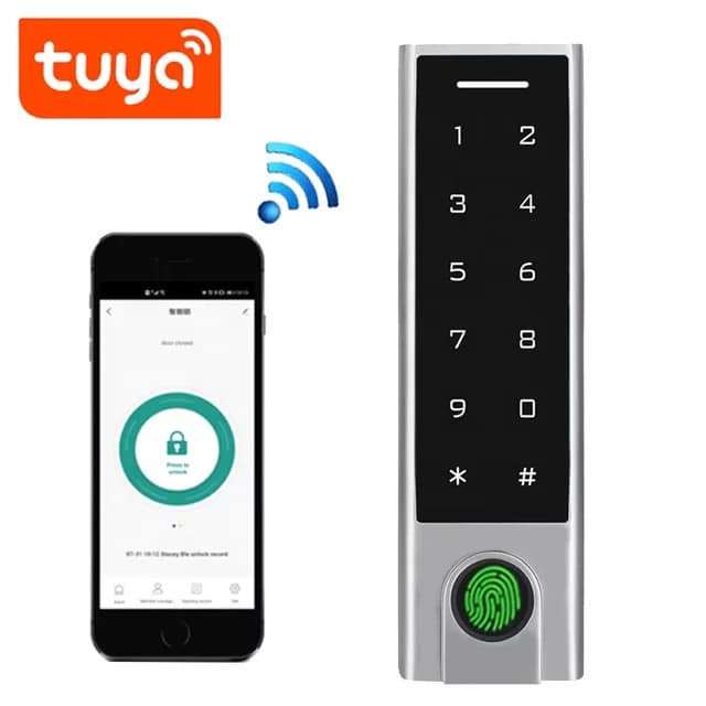 khóa cổng vân tay nhà trọ quản lý qua app điện thoại TF3
