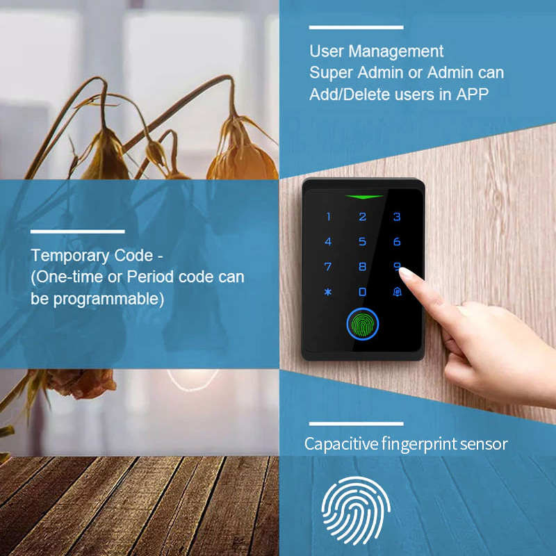 khóa vân tay cửa cổng nhà trọ quản lý qua app điện thoại RJF1