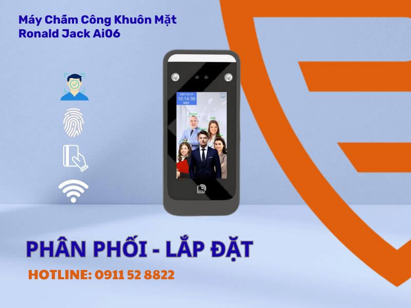 Máy Chấm Công Khuôn Mặt Ronald Jack AI06 | Nhận Diện AI 0.3s, Bảo Mật 3D, Chính Hãng