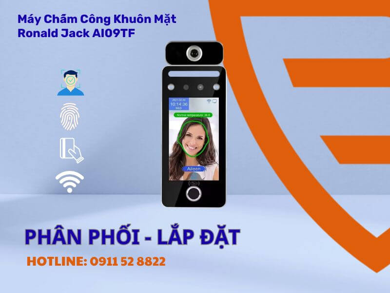 Máy chấm công khuôn mặt đo thân nhiệt Ronald Jack AI09TF