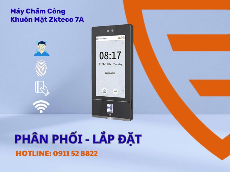 Máy Chấm Công Kiểm Soát Ra Vào Khuôn Mặt ZKTeco 7A