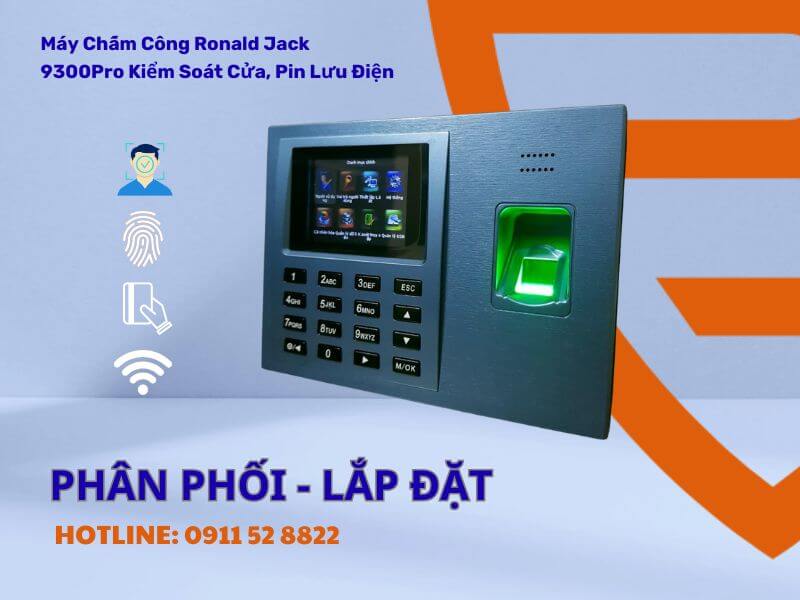 Máy Chấm Công Ronald Jack 9300Pro – Tích Hợp Pin Lưu Điện & Kiểm Soát Cửa Thông Minh